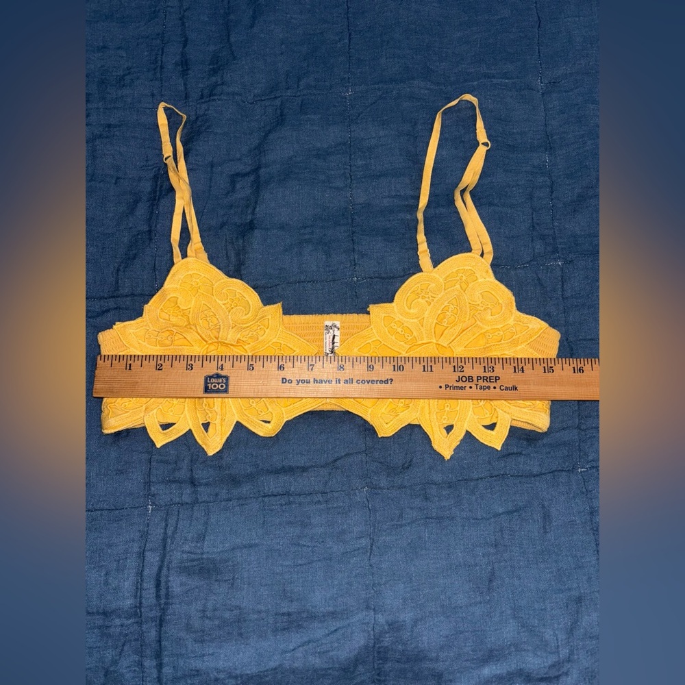 Free People Golden Mustard Crochet Crop Bralette - Picture 10 of 13